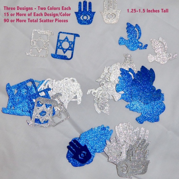 NEW 90-PC HANUKKAH TABLE SCATTER BLUE SILVER METALLIC CONFETTI 1" SPARKLY - Picture 1 of 5